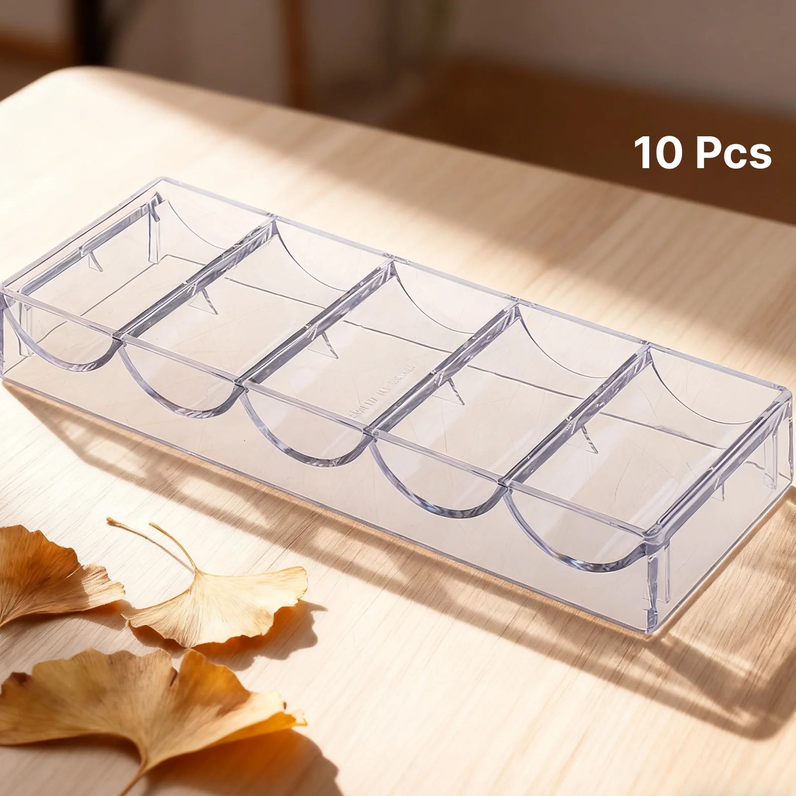 10 Pcs  Acrylic Poker Chips Tray Storage Case With Five Rows 100 Chips Coin Collection Holder Boxes for Party Home Casino Game
