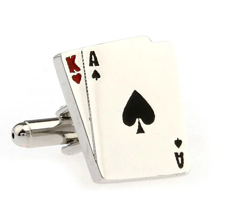 Quality Copper Material Casino Series Cuff Links Playing Card Design Poker Flush Cufflinks For Men