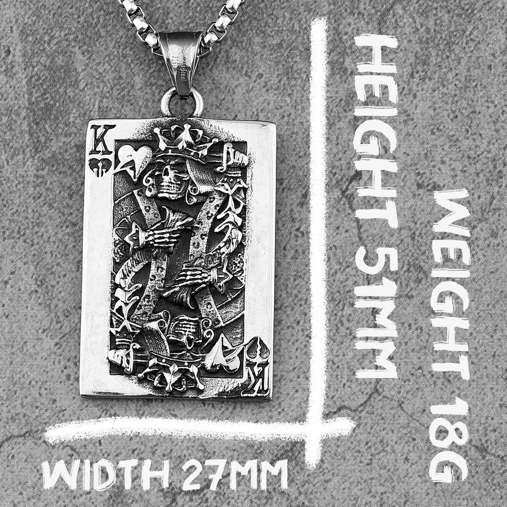 Spade King Skull Poker Stainless Steel Men Necklaces Pendants Chain Punk for Boyfriend Male Jewelry Creativity Gift Wholesale