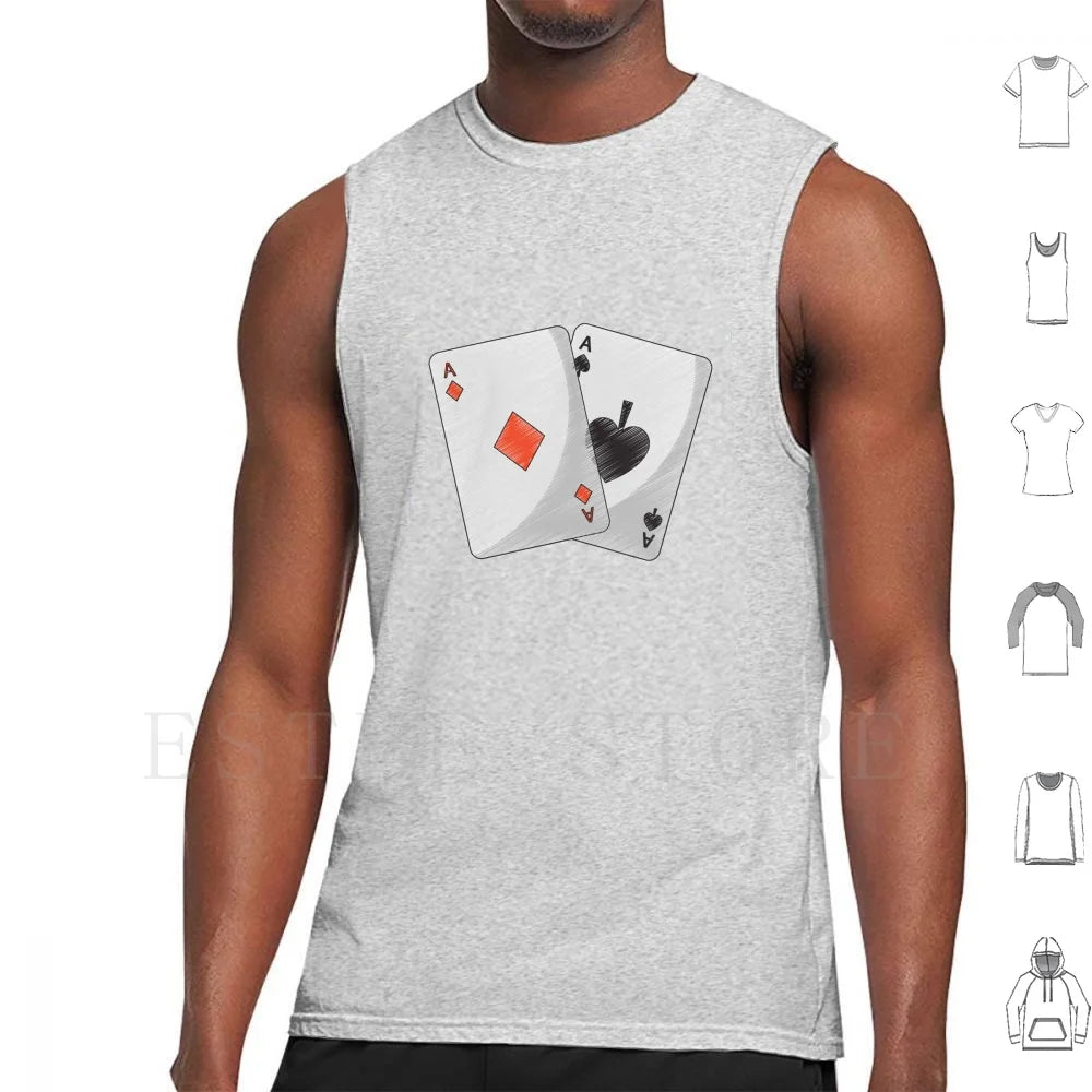 Aces Of Spades Playing Card Tank Tops Vest Sleeveless Ace Queen Of Spades Poker Game Spade Metal Hard Guitar Dark Slash Punk