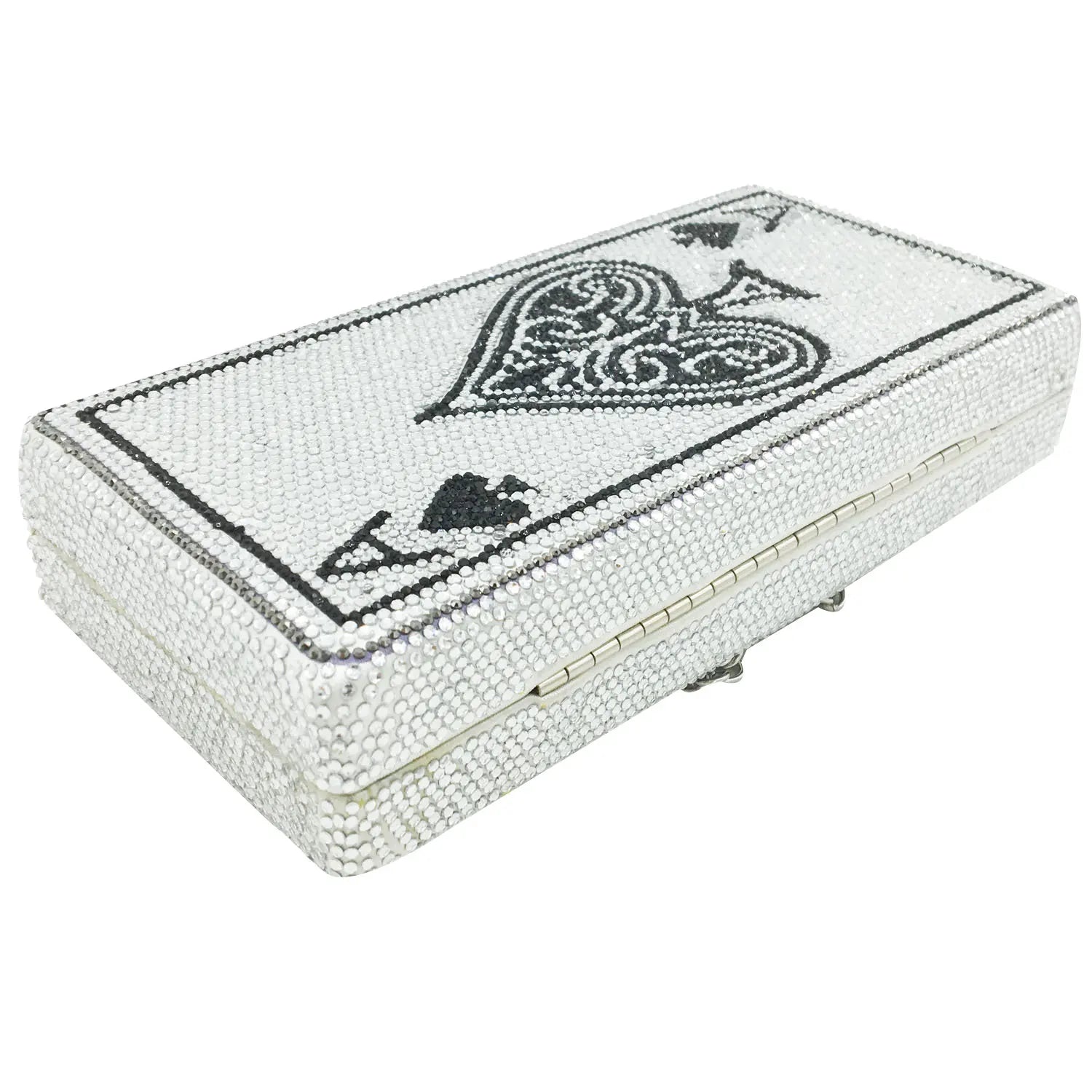 Boutique De FGG Poker Carte à Jouer Spade As Femme Cristal Pochette Sac à Main Evening Sac Vegas Strass Sac à Mains Casinos Dinner Sac
