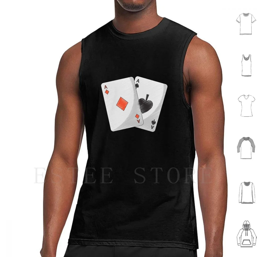 Aces Of Spades Playing Card Tank Tops Vest Sleeveless Ace Queen Of Spades Poker Game Spade Metal Hard Guitar Dark Slash Punk