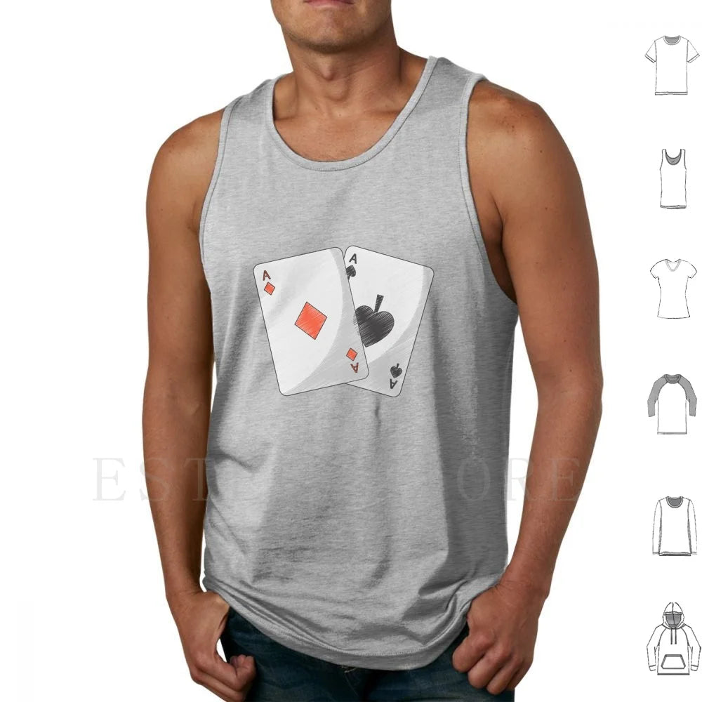 Aces Of Spades Playing Card Tank Tops Vest Sleeveless Ace Queen Of Spades Poker Game Spade Metal Hard Guitar Dark Slash Punk