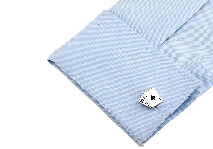 Quality Copper Material Casino Series Cuff Links Playing Card Design Poker Flush Cufflinks For Men
