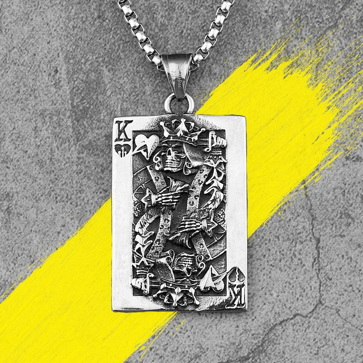 Spade King Skull Poker Stainless Steel Men Necklaces Pendants Chain Punk for Boyfriend Male Jewelry Creativity Gift Wholesale