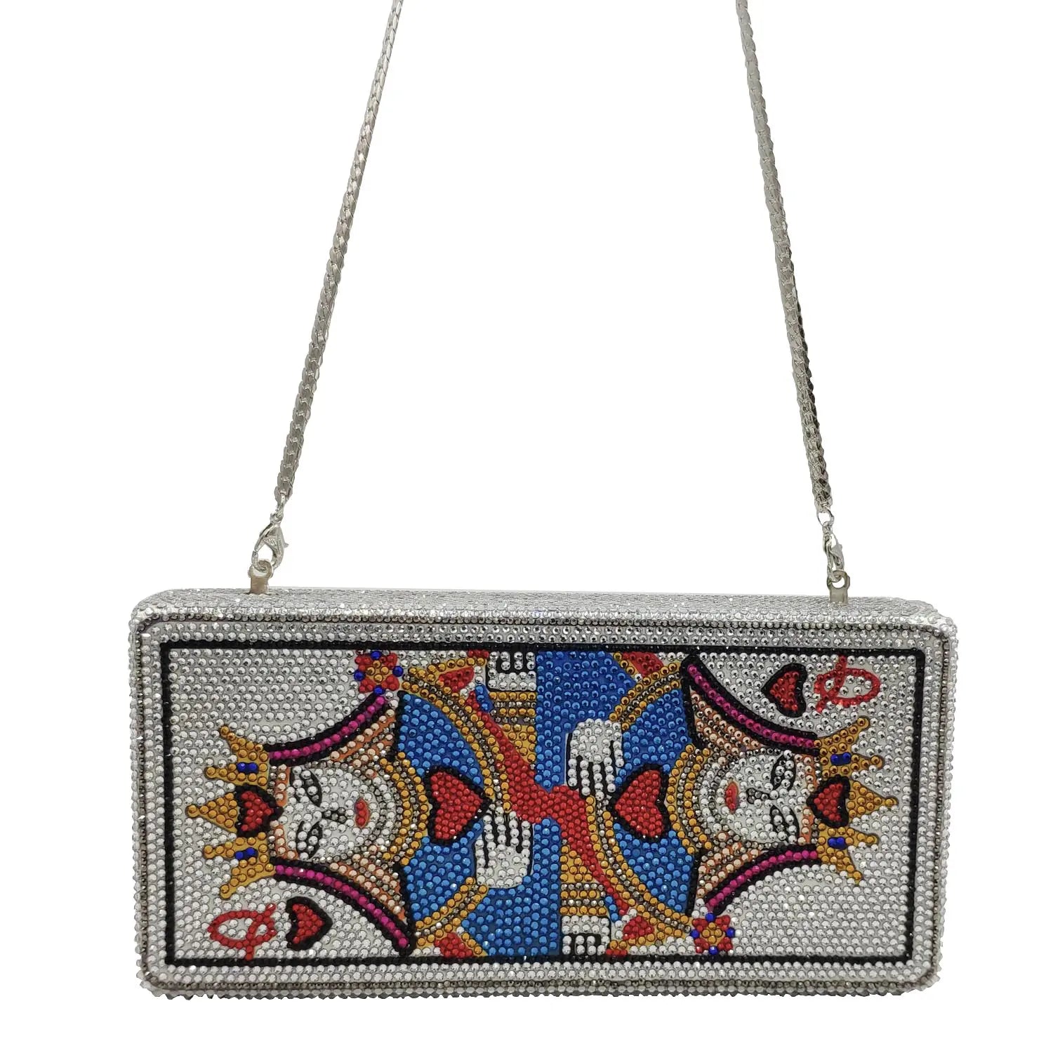 Boutique De FGG Poker Carte à Jouer Spade As Femme Cristal Pochette Sac à Main Evening Sac Vegas Strass Sac à Mains Casinos Dinner Sac