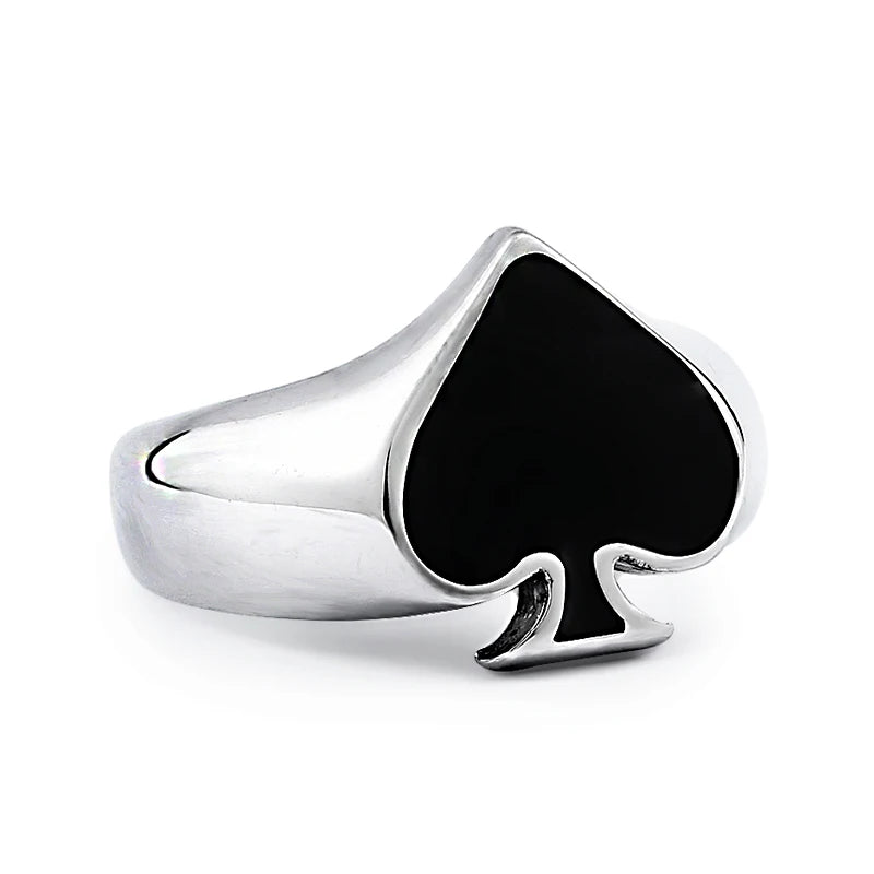 Spade A Playing Card Ring 316L Stainless Steel Man's Fashion Jewelry Retro Personality BR8-043 US Size