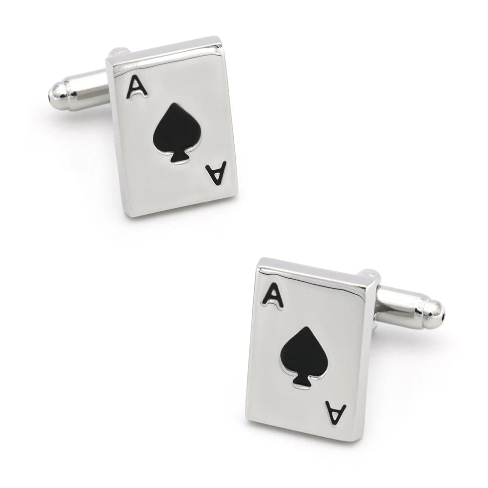Quality Copper Material Casino Series Cuff Links Playing Card Design Poker Flush Cufflinks For Men