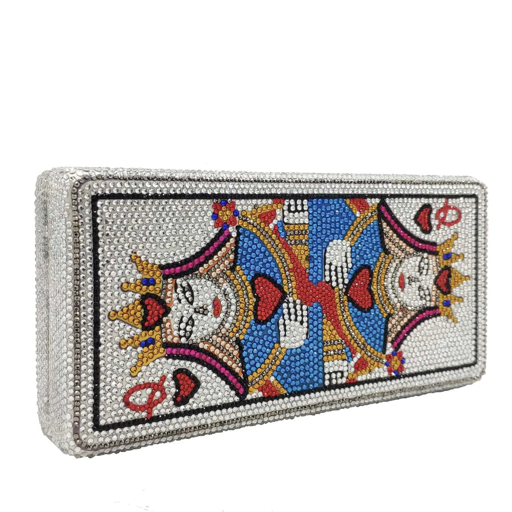Boutique De FGG Poker Carte à Jouer Spade As Femme Cristal Pochette Sac à Main Evening Sac Vegas Strass Sac à Mains Casinos Dinner Sac