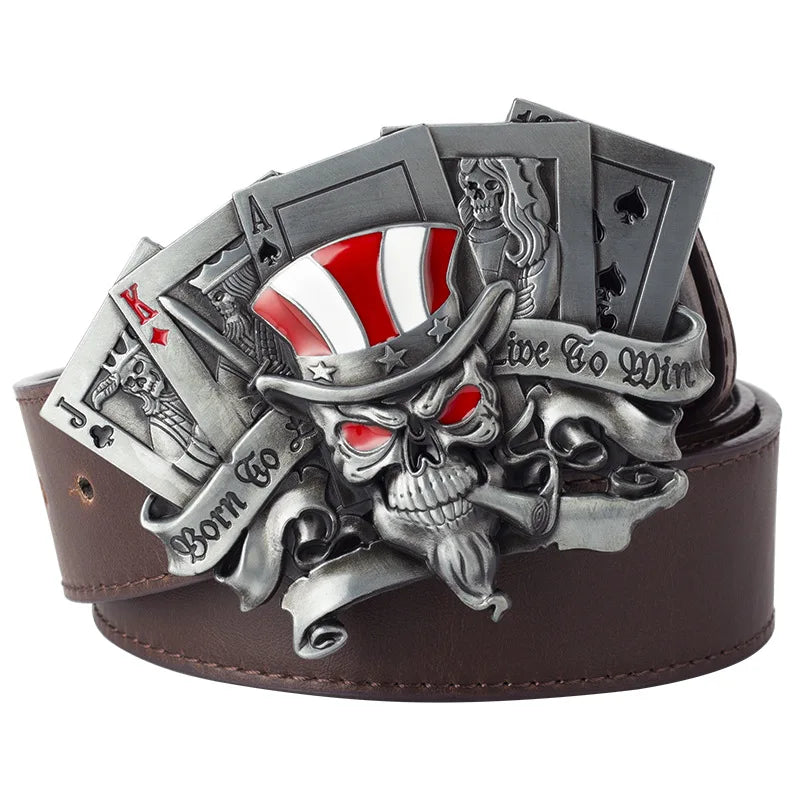 Poker Joker Ceinture Boucle Royal Flush Straight  Punk Style Rock Music Clothing Accessories