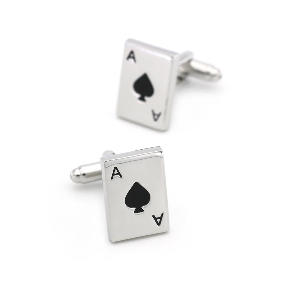 Quality Copper Material Casino Series Cuff Links Playing Card Design Poker Flush Cufflinks For Men