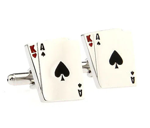 Quality Copper Material Casino Series Cuff Links Playing Card Design Poker Flush Cufflinks For Men