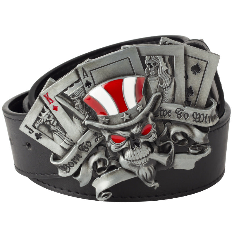 Poker Joker Ceinture Boucle Royal Flush Straight  Punk Style Rock Music Clothing Accessories