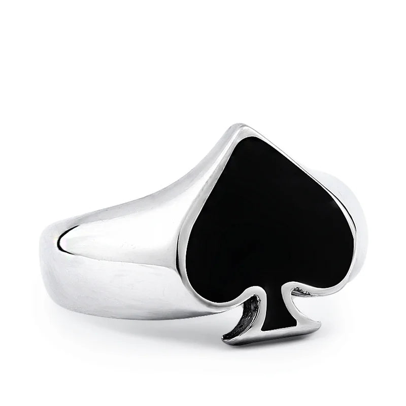 Spade A Playing Card Ring 316L Stainless Steel Man's Fashion Jewelry Retro Personality BR8-043 US Size