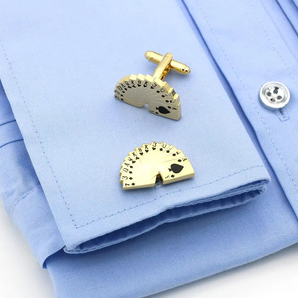 Quality Copper Material Casino Series Cuff Links Playing Card Design Poker Flush Cufflinks For Men