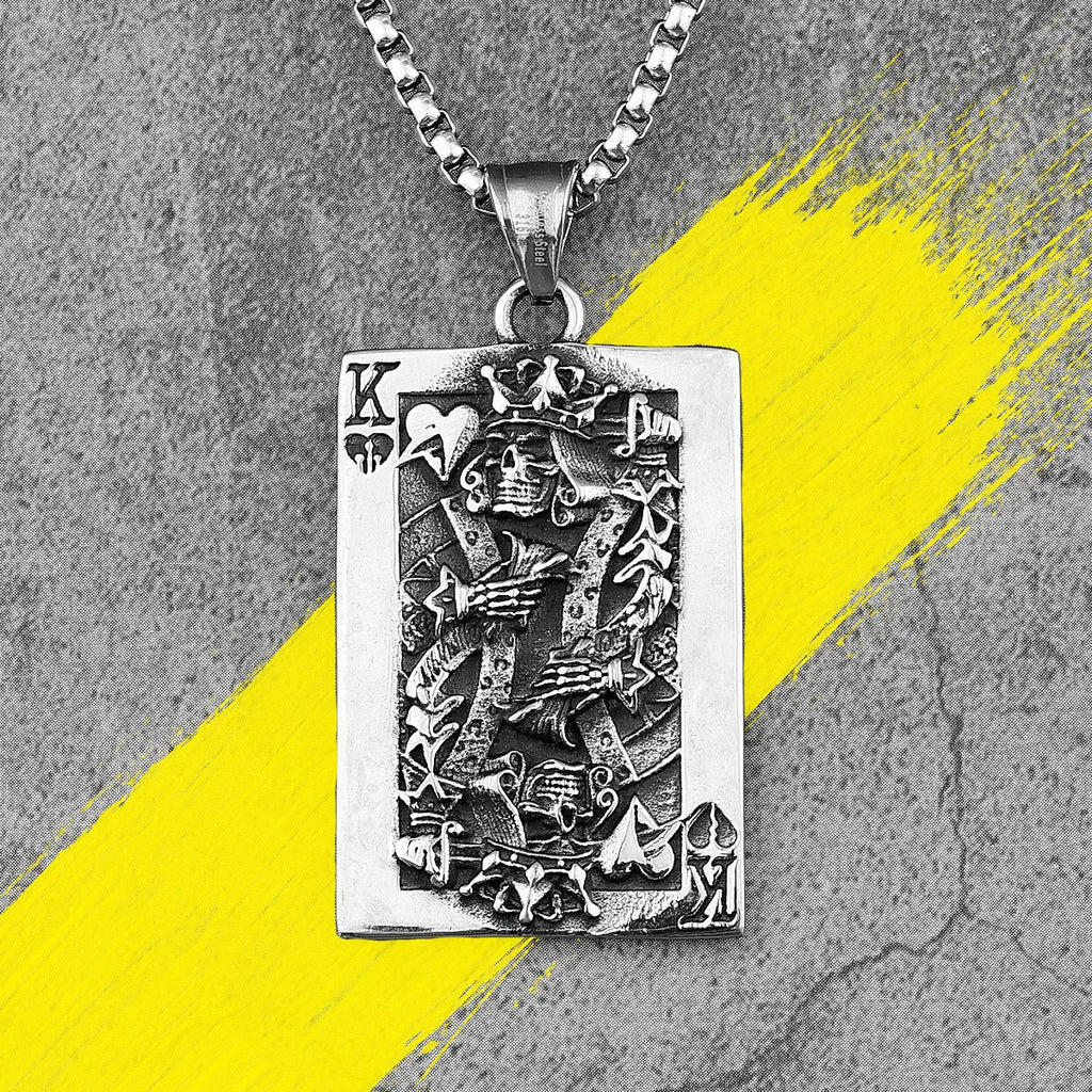 Spade King Skull Poker Stainless Steel Men Necklaces Pendants Chain Punk for Boyfriend Male Jewelry Creativity Gift Wholesale