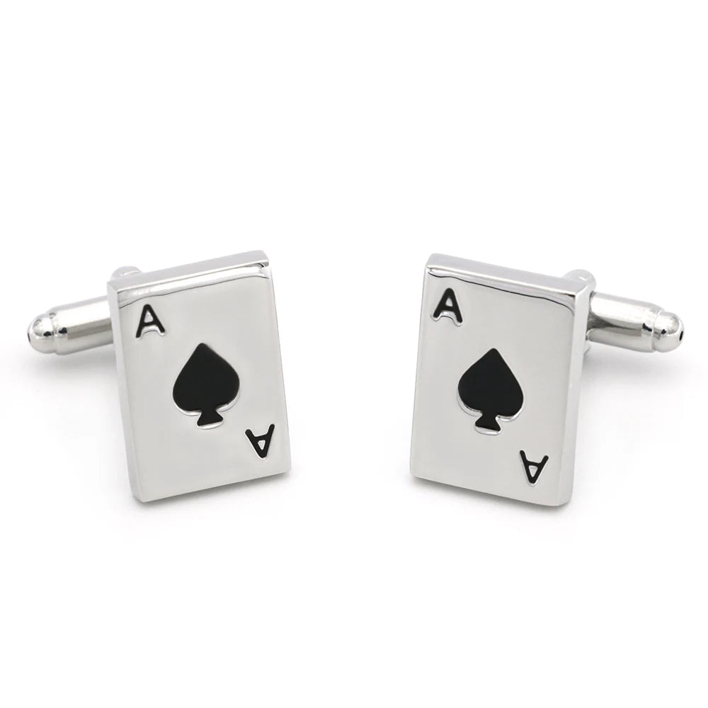 Quality Copper Material Casino Series Cuff Links Playing Card Design Poker Flush Cufflinks For Men