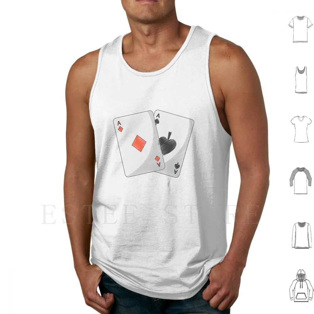 Aces Of Spades Playing Card Tank Tops Vest Sleeveless Ace Queen Of Spades Poker Game Spade Metal Hard Guitar Dark Slash Punk