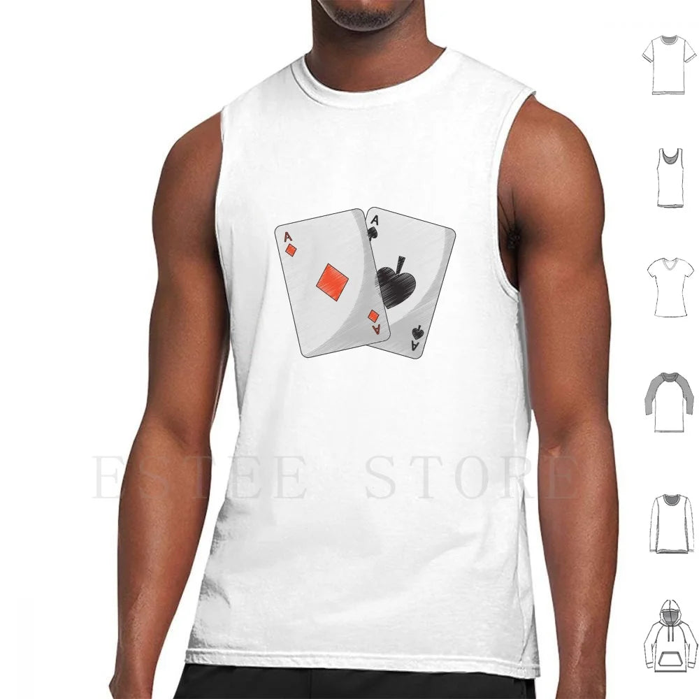 Aces Of Spades Playing Card Tank Tops Vest Sleeveless Ace Queen Of Spades Poker Game Spade Metal Hard Guitar Dark Slash Punk