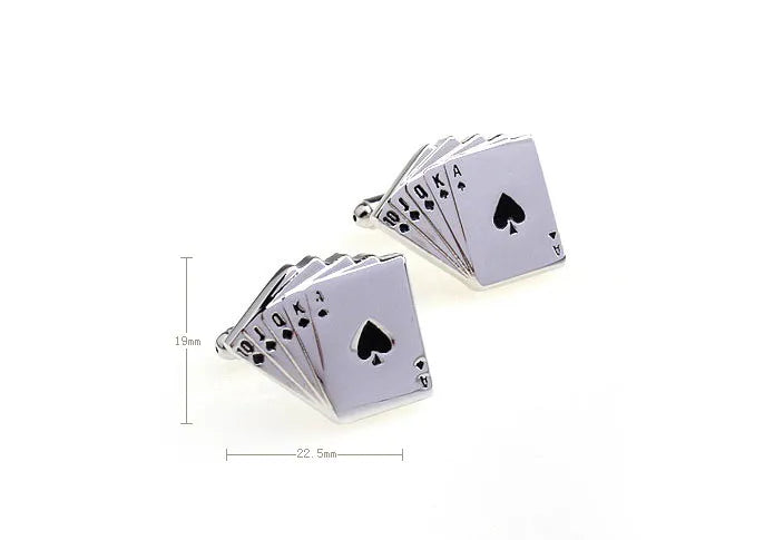 Quality Copper Material Casino Series Cuff Links Playing Card Design Poker Flush Cufflinks For Men