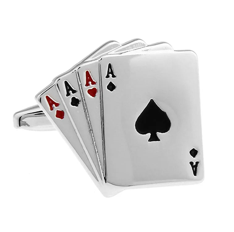 Quality Copper Material Casino Series Cuff Links Playing Card Design Poker Flush Cufflinks For Men