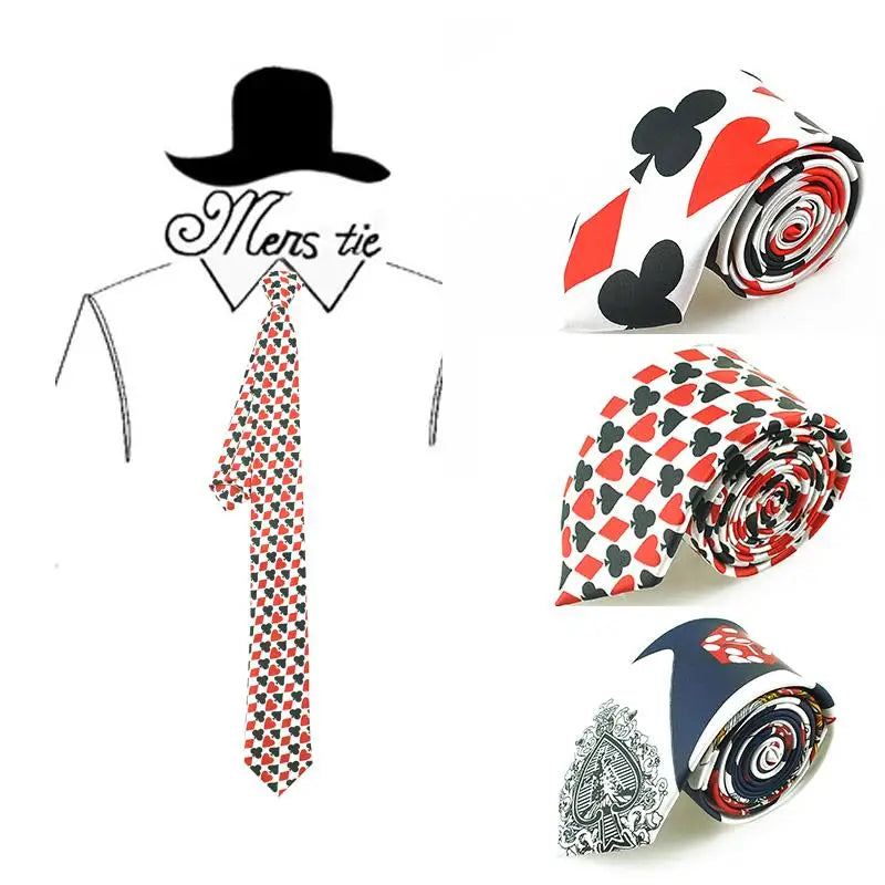 Mode 8 Style Poker Casino Theme Cravates Pour Homme Femme 5cm Narrow Skinny Cravates Formal Casual Accessory Pour Mariage Fête Daily
