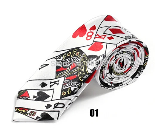 Mode 8 Style Poker Casino Theme Cravates Pour Homme Femme 5cm Narrow Skinny Cravates Formal Casual Accessory Pour Mariage Fête Daily