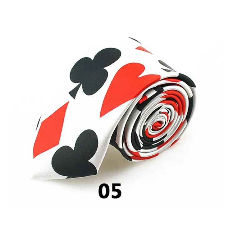 Mode 8 Style Poker Casino Theme Cravates Pour Homme Femme 5cm Narrow Skinny Cravates Formal Casual Accessory Pour Mariage Fête Daily