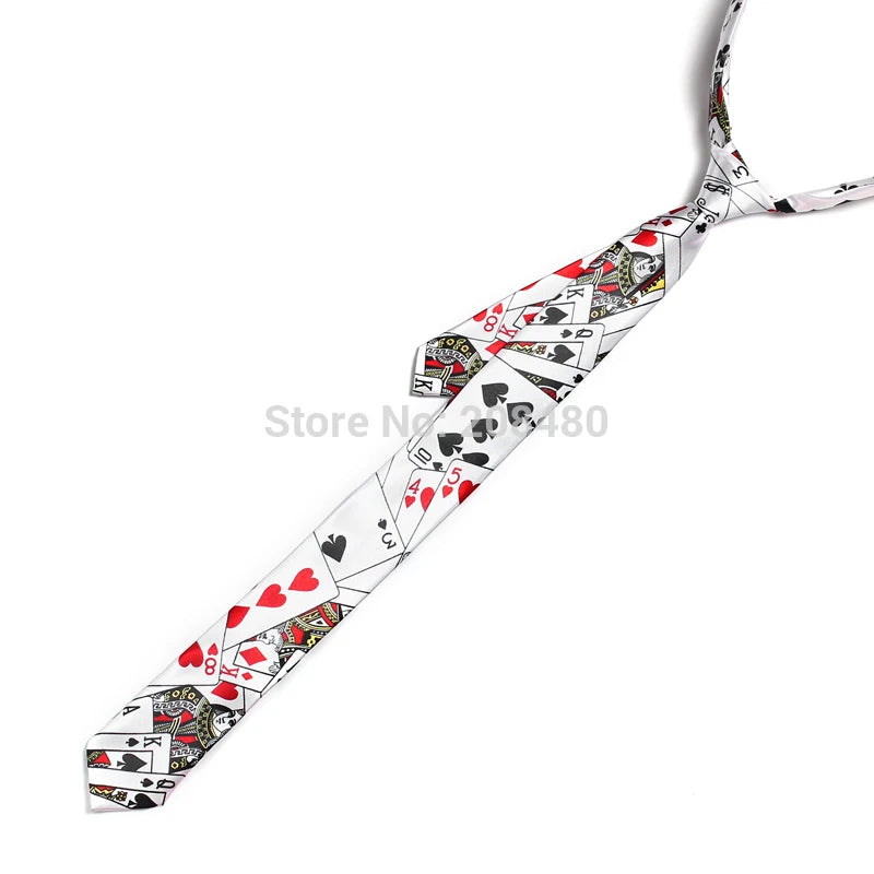 Mode 8 Style Poker Casino Theme Cravates Pour Homme Femme 5cm Narrow Skinny Cravates Formal Casual Accessory Pour Mariage Fête Daily