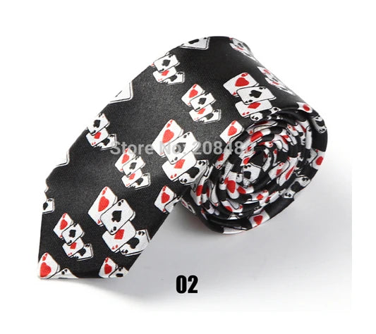 Mode 8 Style Poker Casino Theme Cravates Pour Homme Femme 5cm Narrow Skinny Cravates Formal Casual Accessory Pour Mariage Fête Daily