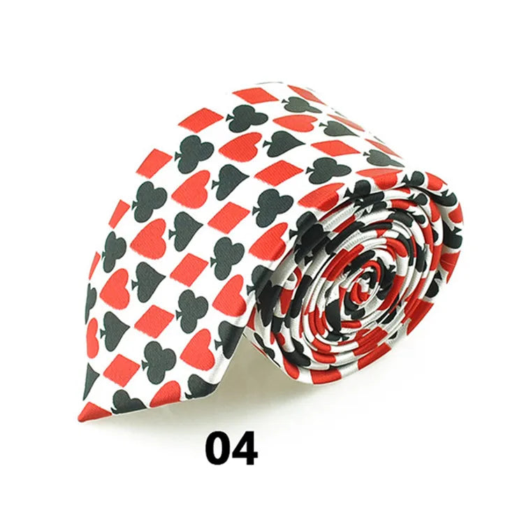 Mode 8 Style Poker Casino Theme Cravates Pour Homme Femme 5cm Narrow Skinny Cravates Formal Casual Accessory Pour Mariage Fête Daily