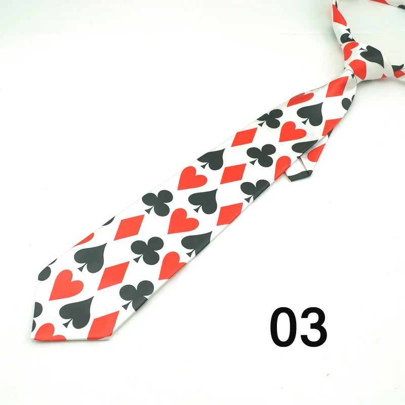 Hommes Cravates Cravate Formal Dress Cadeau Mariage Shirts Cravat Cravate Pour Homme Funny 4 inch width playing card/poker white Noir Fête