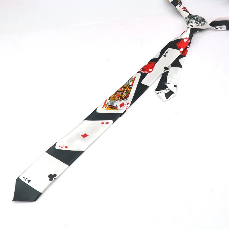 Mode 8 Style Poker Casino Theme Cravates Pour Homme Femme 5cm Narrow Skinny Cravates Formal Casual Accessory Pour Mariage Fête Daily