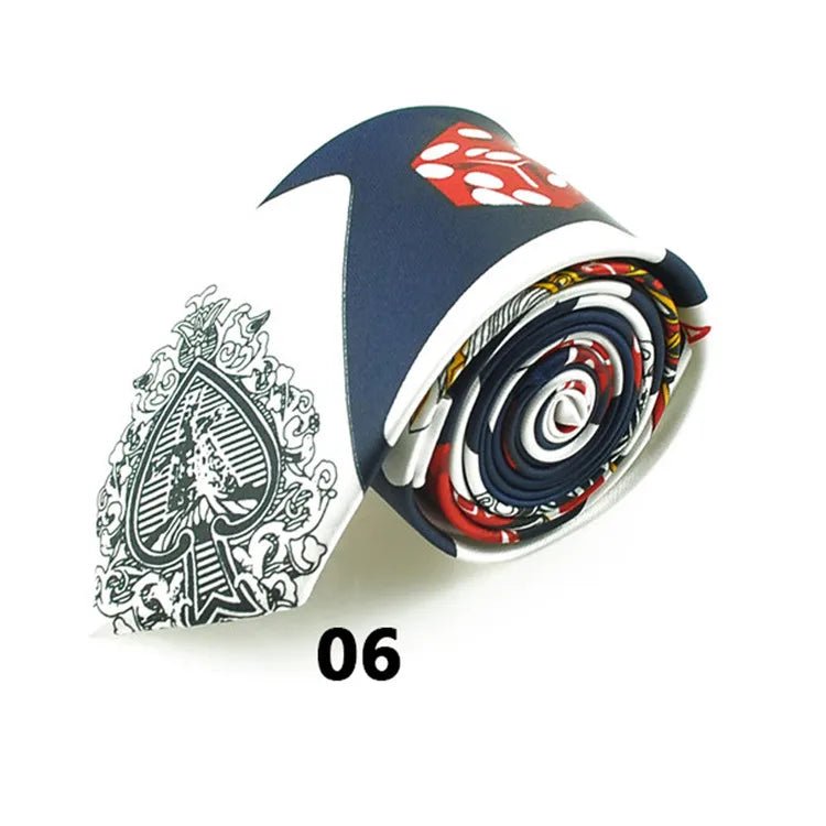 Mode 8 Style Poker Casino Theme Cravates Pour Homme Femme 5cm Narrow Skinny Cravates Formal Casual Accessory Pour Mariage Fête Daily