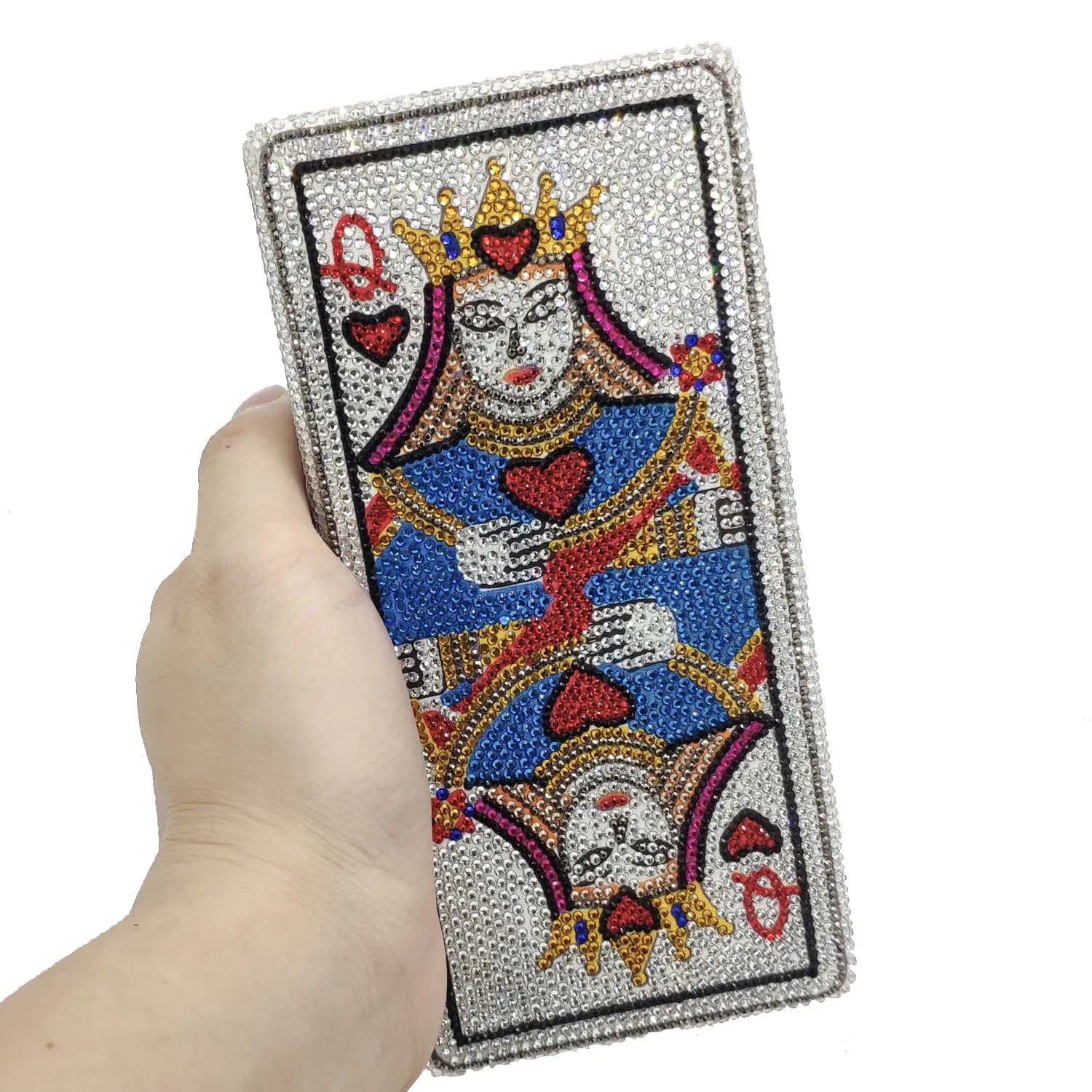 Boutique De FGG Poker Carte à Jouer Spade As Femme Cristal Pochette Sac à Main Evening Sac Vegas Strass Sac à Mains Casinos Dinner Sac