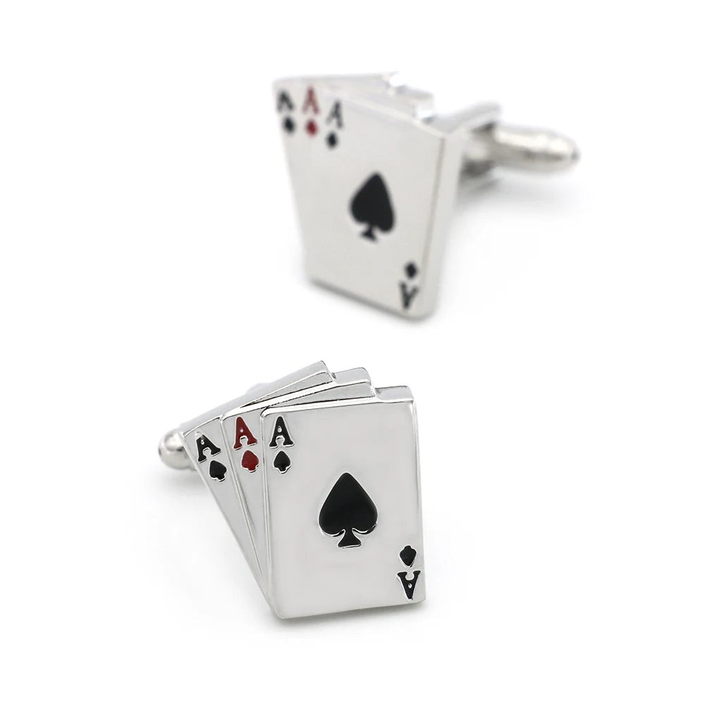 Quality Copper Material Casino Series Cuff Links Playing Card Design Poker Flush Cufflinks For Men