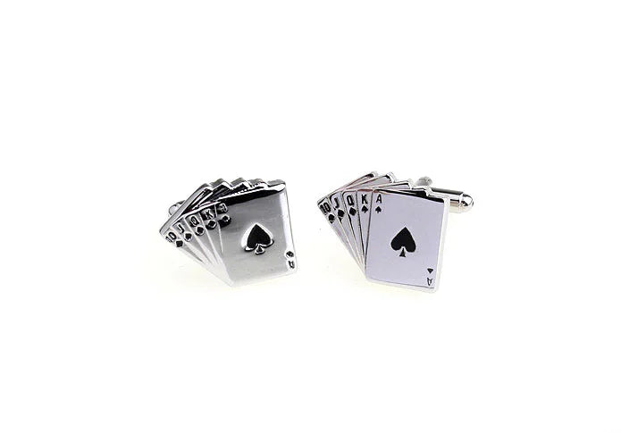 Quality Copper Material Casino Series Cuff Links Playing Card Design Poker Flush Cufflinks For Men