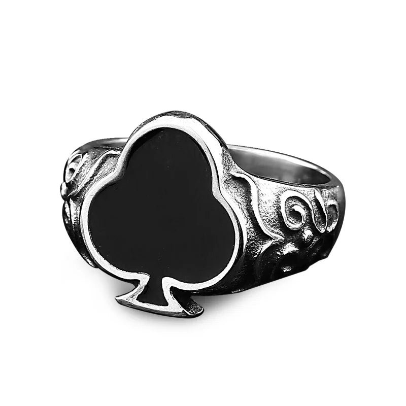 Spade A Playing Card Ring 316L Stainless Steel Man's Fashion Jewelry Retro Personality BR8-043 US Size