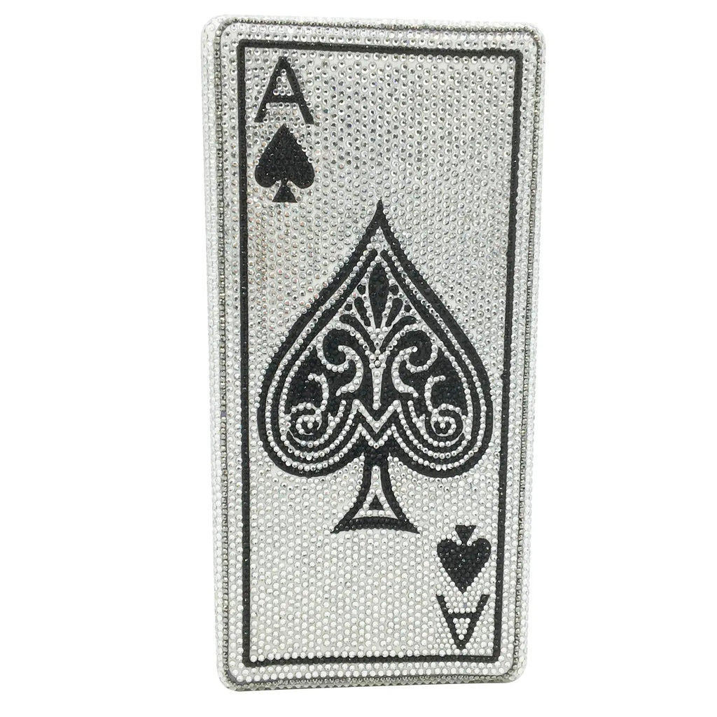 Boutique De FGG Poker Carte à Jouer Spade As Femme Cristal Pochette Sac à Main Evening Sac Vegas Strass Sac à Mains Casinos Dinner Sac