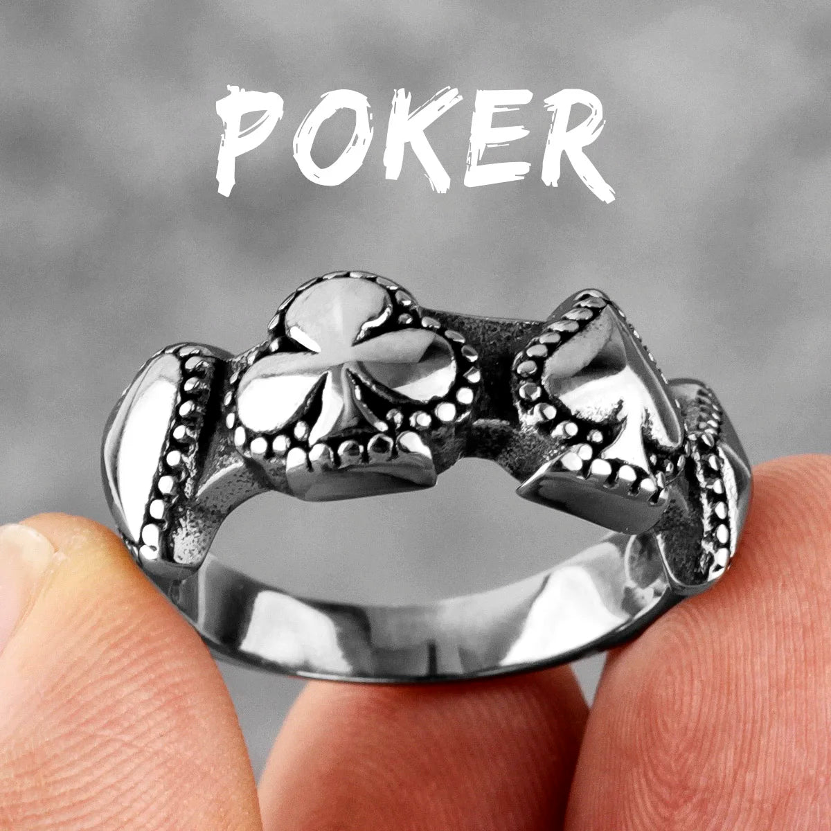 Good Luck Poker Hearts Spades Amulet Stainless Steel Mens Rings Hip Hop for Male Boyfriend Jewelry Creativity Gift Wholesale