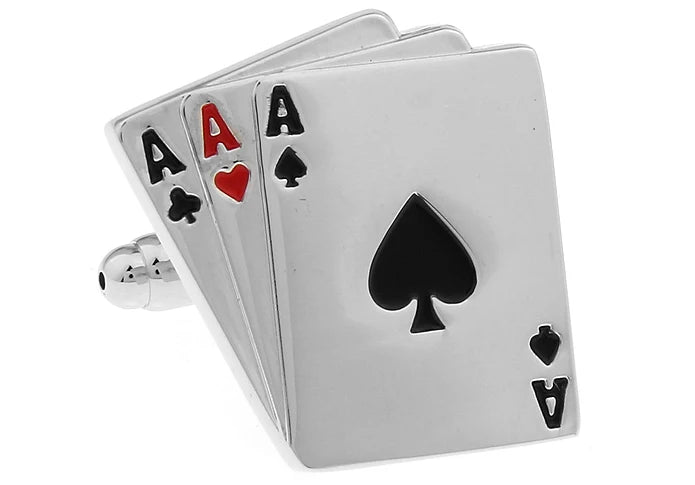 Quality Copper Material Casino Series Cuff Links Playing Card Design Poker Flush Cufflinks For Men