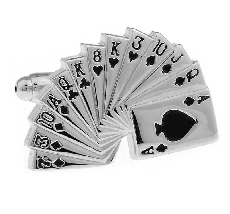 Quality Copper Material Casino Series Cuff Links Playing Card Design Poker Flush Cufflinks For Men