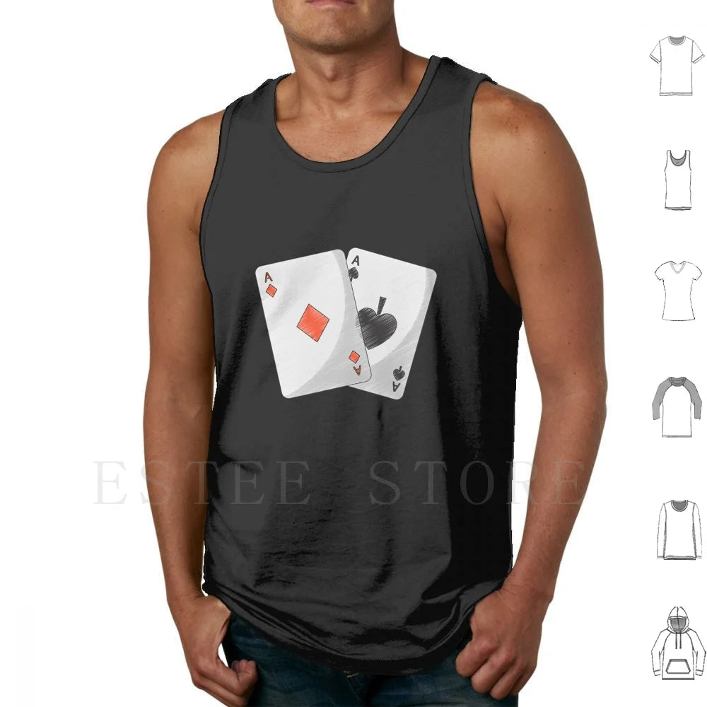 Aces Of Spades Playing Card Tank Tops Vest Sleeveless Ace Queen Of Spades Poker Game Spade Metal Hard Guitar Dark Slash Punk