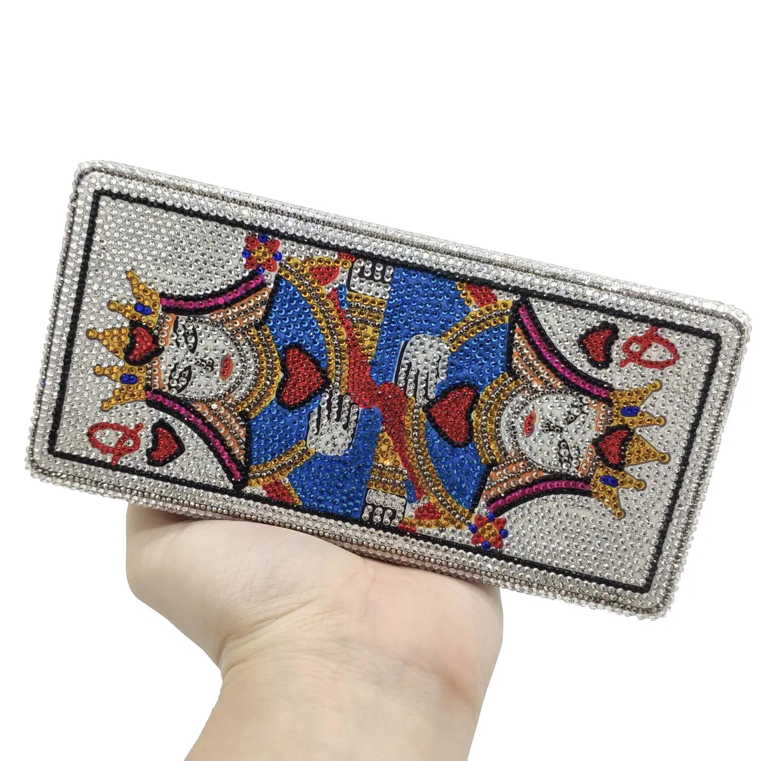 Boutique De FGG Poker Carte à Jouer Spade As Femme Cristal Pochette Sac à Main Evening Sac Vegas Strass Sac à Mains Casinos Dinner Sac
