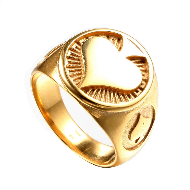 Simple Gambler Stainless Steel Lucky Spades A Ring Men Punk Biker Lucky Ring For Men Women Fashion Jewelry Gift