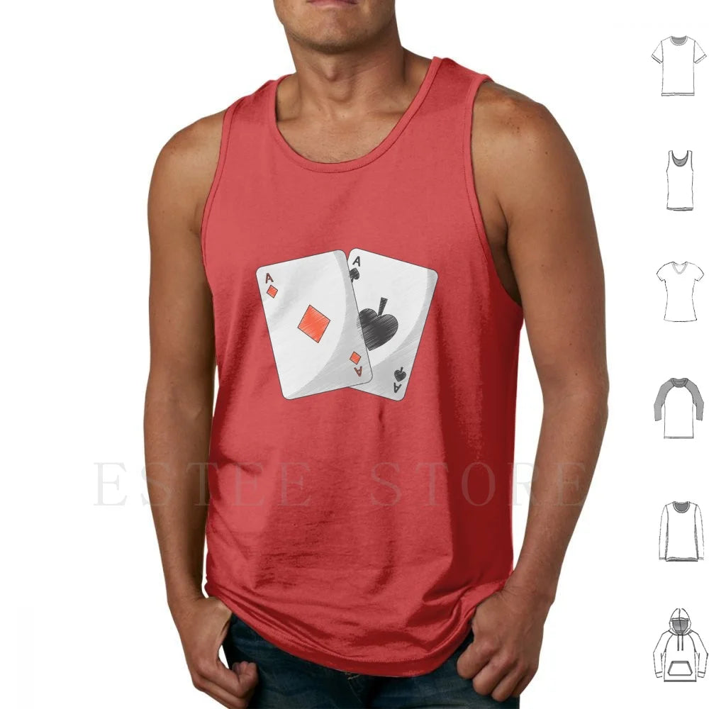 Aces Of Spades Playing Card Tank Tops Vest Sleeveless Ace Queen Of Spades Poker Game Spade Metal Hard Guitar Dark Slash Punk