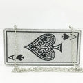 Boutique De FGG Poker Carte à Jouer Spade As Femme Cristal Pochette Sac à Main Evening Sac Vegas Strass Sac à Mains Casinos Dinner Sac