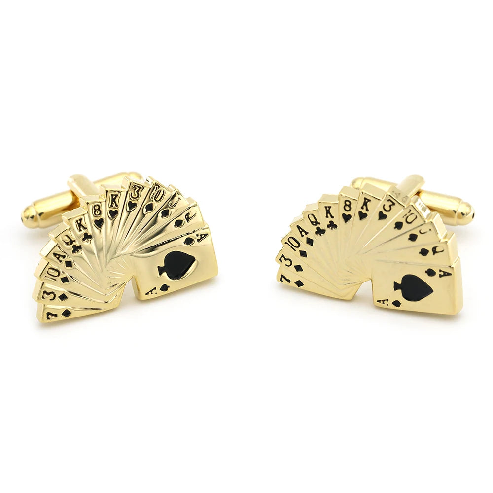 Quality Copper Material Casino Series Cuff Links Playing Card Design Poker Flush Cufflinks For Men