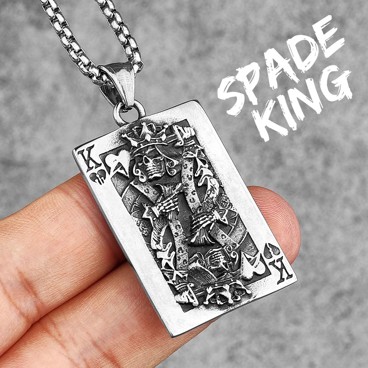 Spade King Skull Poker Stainless Steel Men Necklaces Pendants Chain Punk for Boyfriend Male Jewelry Creativity Gift Wholesale
