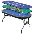 8-Player Foldable Poker Table - 2 Interchangeable Mats (Texas Hold'em & Blackjack) with Padded Rails Casino Game Table